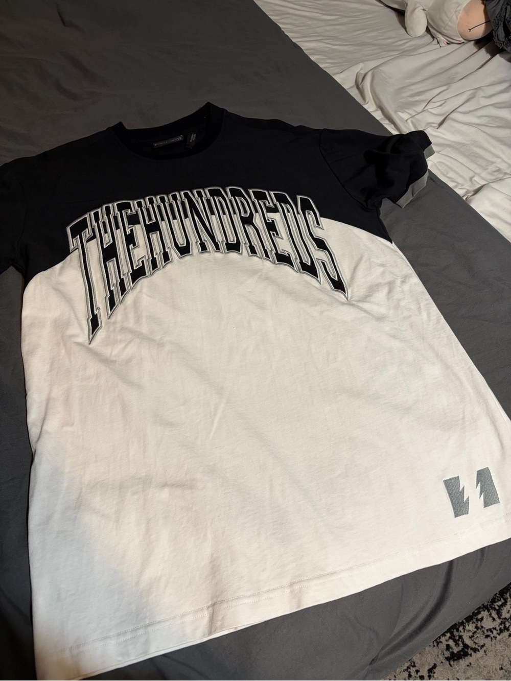 The Hundreds Black and White Arched Logo Short Sleeve Tee
